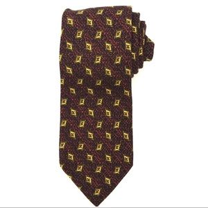 Ermenegildo Zegna Silk Tie Red Yellow Diamond